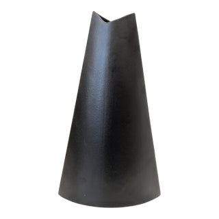 Large Format Evangeline Matte Black Mid-Century Ceramic Vase, Canada For Sale