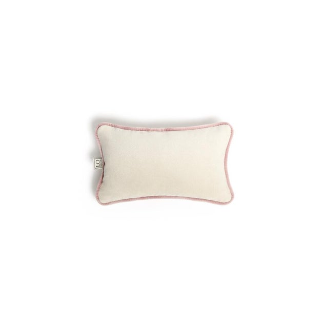 Contemporary The Gift Micro Cushion in White Velvet with Pink Piping by Lorenza Briola for Lo Decor For Sale - Image 3 of 5
