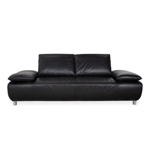Black Koinor Volare Two-Seater Leather Sofa Black Couch Manual Function For Sale - Image 8 of 12