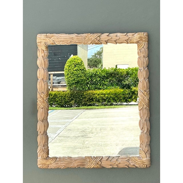 Vintage Carved Wood Leaf Frame Mirror For Sale - Image 10 of 12