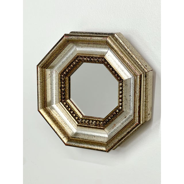 Glass Mini Vintage Hexagonal Italian Molding Mirror For Sale - Image 7 of 10