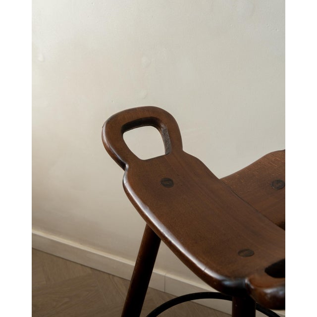 Wood Vintage Spanish Brutalist Wooden Marbella Bar Stools from Confonorm, 1970s, Set of 3 For Sale - Image 7 of 18