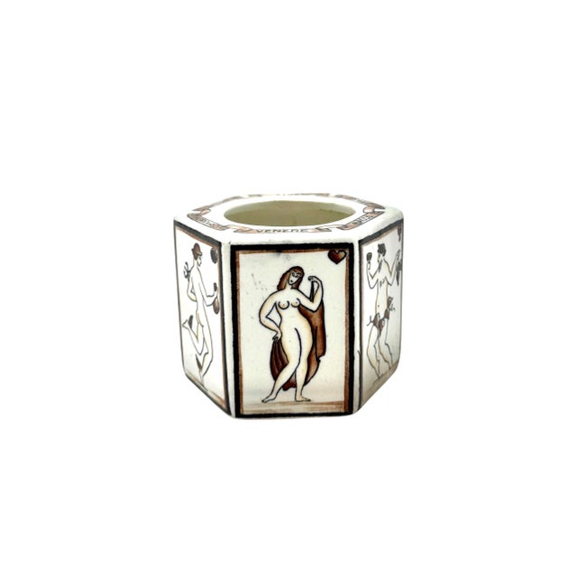 "Per scriver classico" series porcelain ashtray designed by Gio Ponti Polychrome decoration depicting Greek deities. Mark...