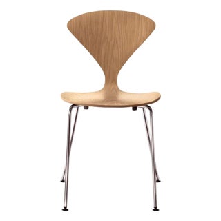 Mid-Century Modern Side Chair with Steel Legs attributed to Norman Cherner, 1950s For Sale