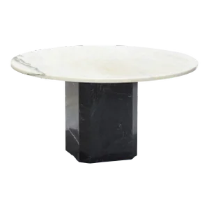 1980s Bicolor Black and White Marble Italian Coffee Table