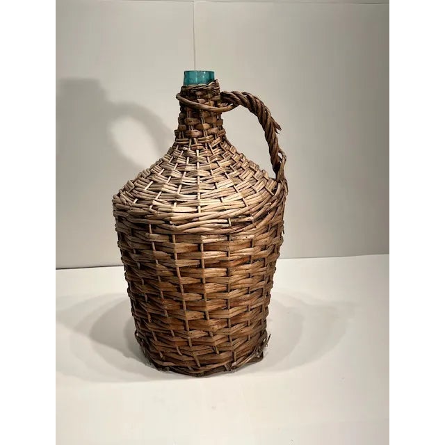 Kenneth Ludwig Chicago Vintage French Wicker Demi John Jug #344 For Sale - Image 4 of 10