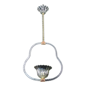 Elegant Art Decò Barovier & Toso Pendant Light Chandelier Murano Glass, 1950s