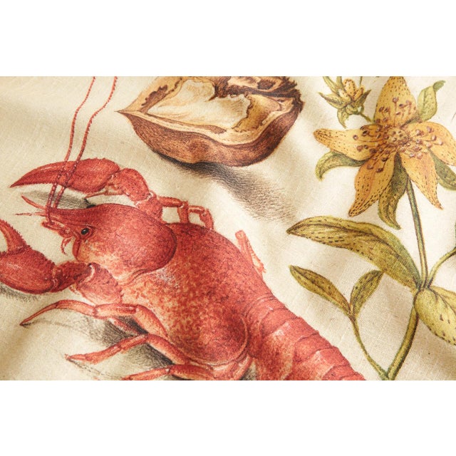 Illustration Botanical Crayfish Tea Towel For Sale - Image 3 of 4