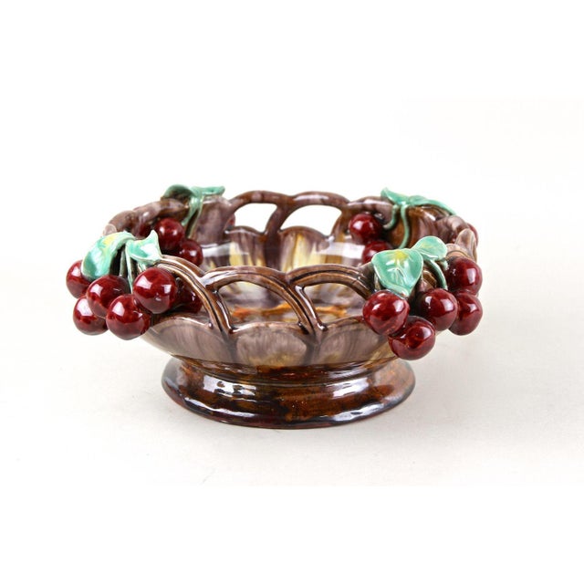 Ceramic Mid-Century Ceramic Bowl with Cherries by St. Peter Ceramic, 1950 For Sale - Image 7 of 16