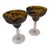 Vintage Hand Blown Tortoise Shell Margarita Glasses - Set of 2 For Sale