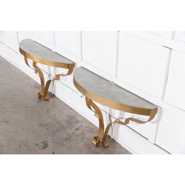 Gilt Iron Console Tables, Set of 2 For Sale - Image 9 of 13