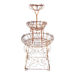 Antique Victorian Ornate Wrought Iron 3-Tier Garden Plant Stand French 1930s For Sale