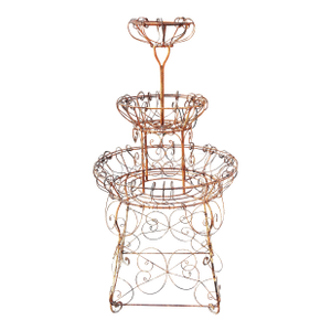 Antique Victorian Ornate Wrought Iron 3-Tier Garden Plant Stand French 1930s