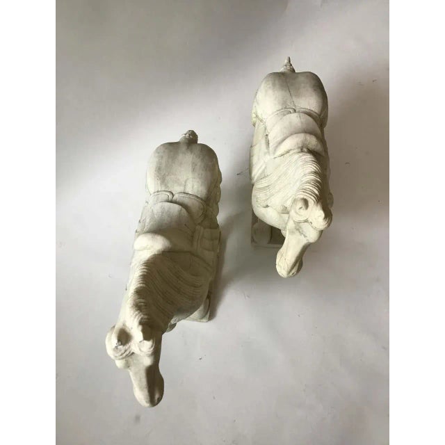 Carved Marble Asian Horses - a Pair For Sale - Image 12 of 13