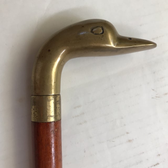 Vintage Walking Cane With Brass Duck Head Handle Chairish
