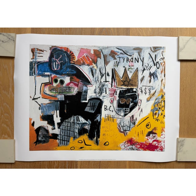 Art print featuring Jean Michel Basquiat’s Untitled (Tyrany), 1982, a powerful example of his raw, expressive style and...