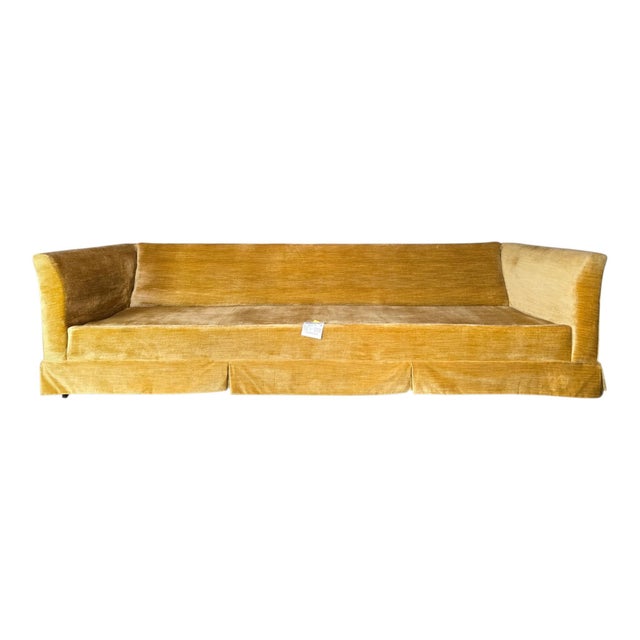 Flexsteel Exceptional 1970s Vintage Flexsteel Sofa - Original Harvest Gold Velvet For Sale - Image 4 of 16