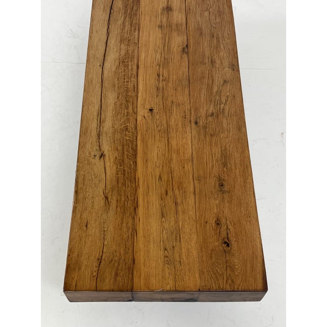 Solid coffee table in brutalist style. Made from solid oak. Ca. 1970. Beautiful color and cool details. Dimensions: H33 x...