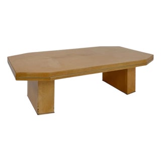 Mid-Century Italian Goatskin and Brass Coffee Table, 1970s For Sale