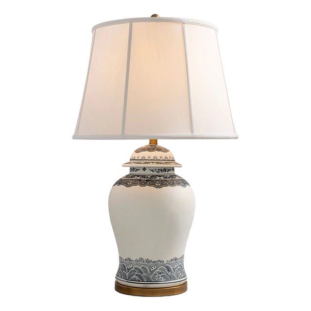 Ming Indigo Ginger Jar Lamp For Sale