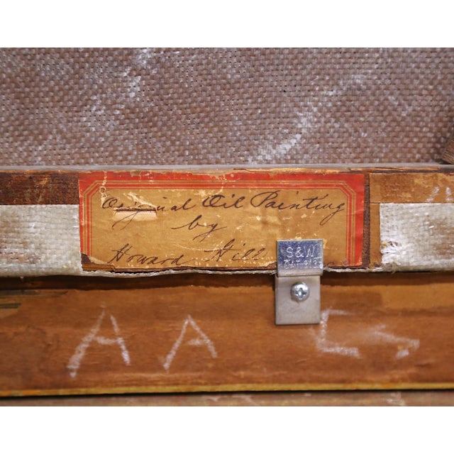 19th Century English Farmyard Oil on Canvas Painting Signed Howard Hill For Sale - Image 11 of 11