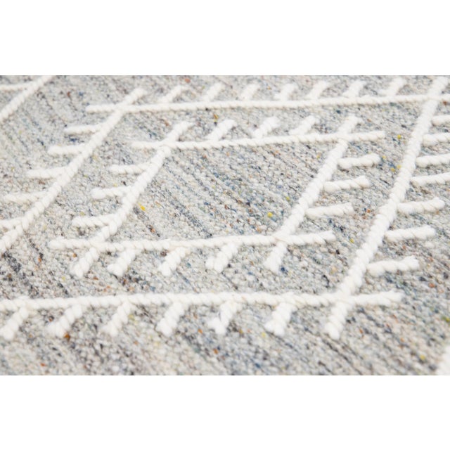 Gray Apadana's Nantucket Collection Flatweave Kilim Coastal Designed Wool Rug For Sale - Image 10 of 11