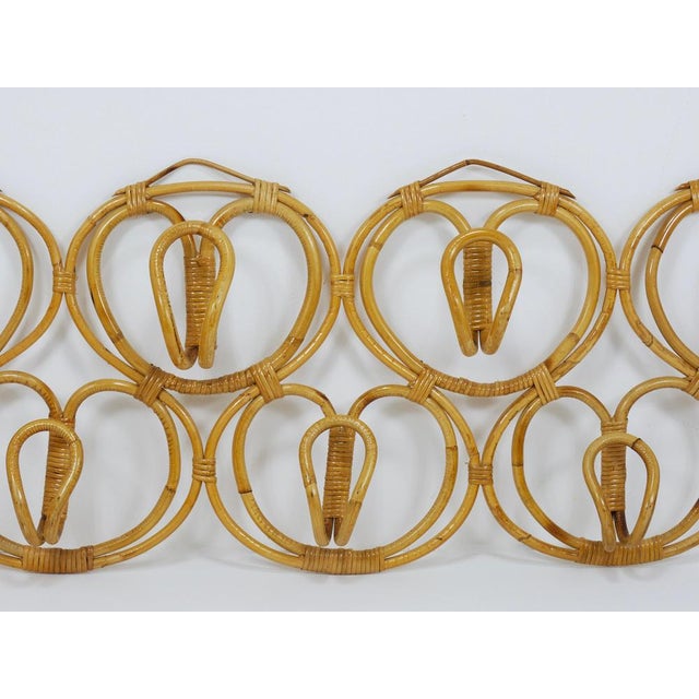 1960s Large Rattan Wall Coat Rack attributed to Franca Helg & Franco Albini for Bonacina, Italy, 1960s For Sale - Image 5 of 15