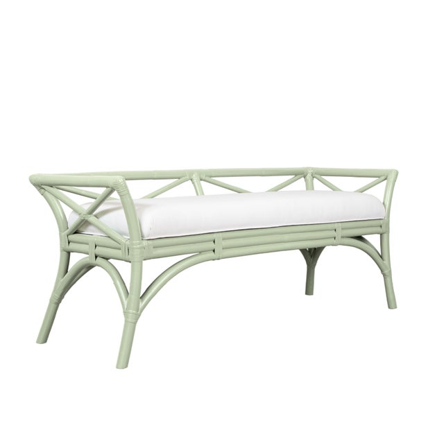 Coastal Charlotte Bench - Celery Green For Sale - Image 3 of 7