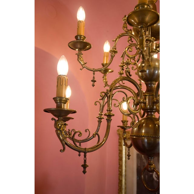 Large Dutch 12-Arm Chandelier, 1890s For Sale - Image 9 of 11