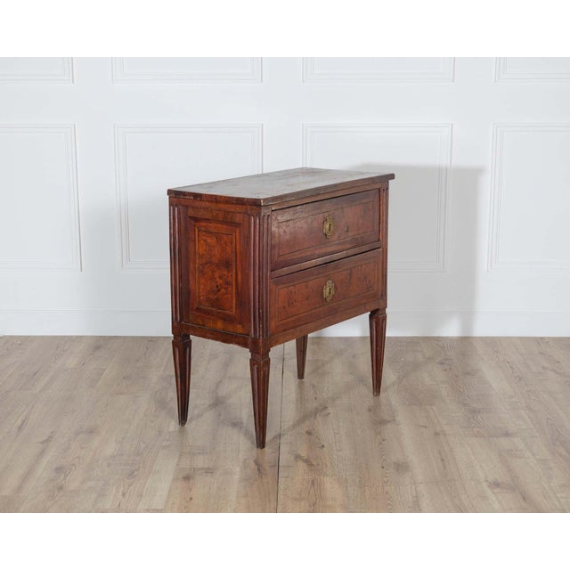 19th Century Small Italian Walnut Chest of Drawers with Two Drawers, Late 18th–Early 19th Cen For Sale - Image 5 of 8