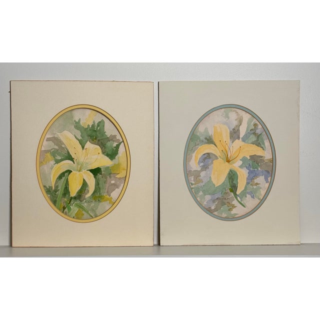 Shabby Chic Vintage Shabby Chic Floral Still Life Original Watercolor Paintings, a Pair For Sale - Image 3 of 12