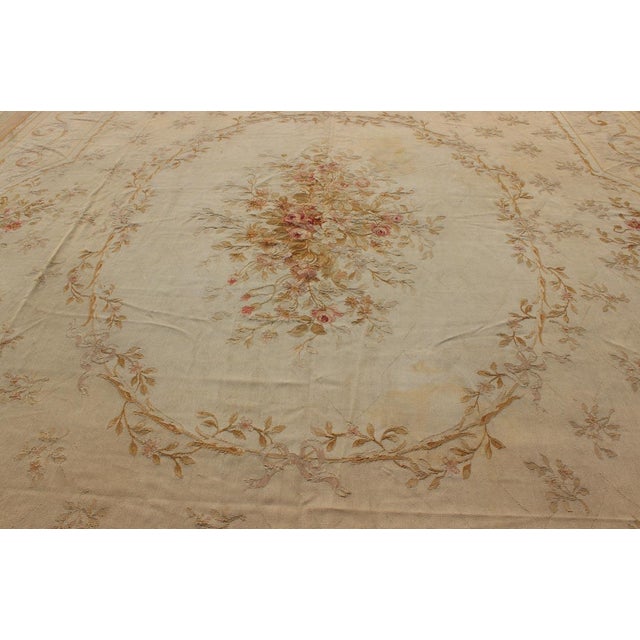 Antique French Aubusson Carpet With Romantic Motifs and Delicate Color Palette 12'7"x16'5" For Sale In Atlanta - Image 6 of 7