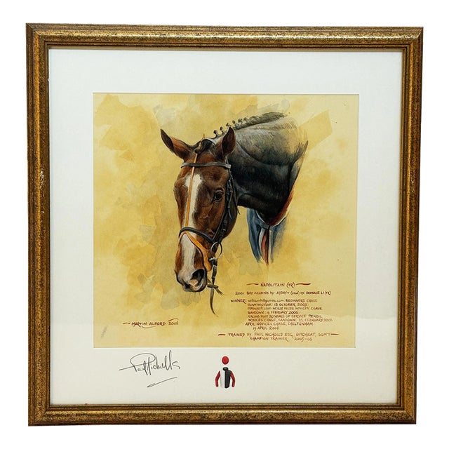 2000s "Napolitain" Vintage French Equestrian Watercolor Horse Painting by Martin Alford For Sale
