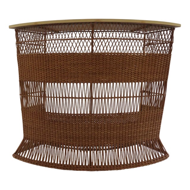 Vintage Rattan Cocktail Drinks Bar, 1970s For Sale