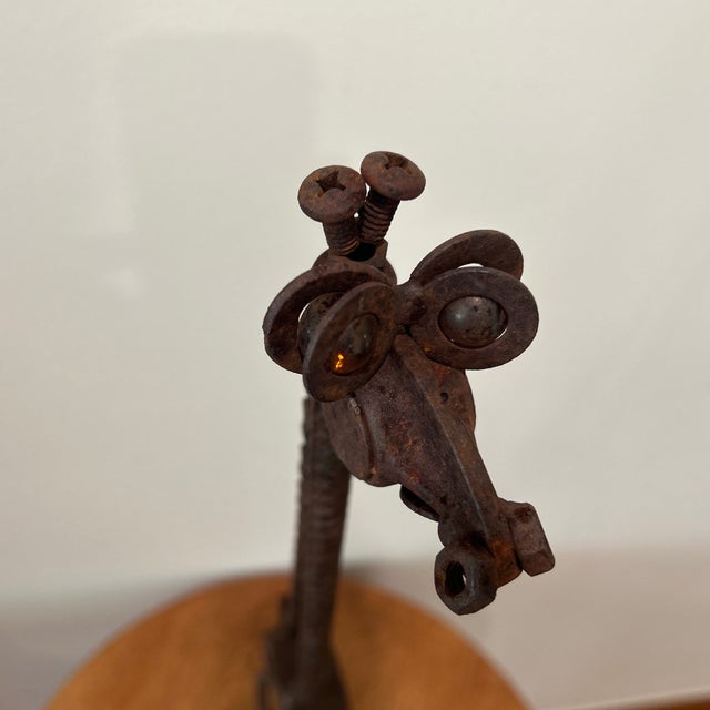 Vintage Iron Whimsical Handcrafted Rusted Giraffe Sculpture For Sale - Image 12 of 12