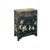 Asian Vintage Chinoiseries Black & Stone Inlay Graphic End Table Nightstand For Sale - Image 3 of 15