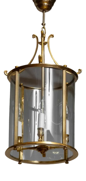 French Neoclassic Bronze and Curved Glass Lantern, 1970s