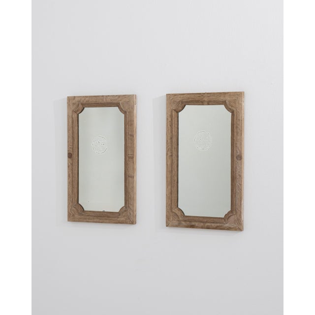 Brown Circa 1900 French Pair of Oak Wall Mirrors For Sale - Image 8 of 11