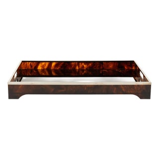 Serving Tray in Acrylic Glass Faux Tortoiseshell and Chrome from Dior Home Style, Italy, 1970s For Sale