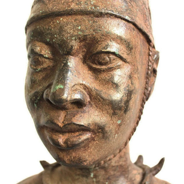 Tribal Vintage Original Bronze Benin Nigeria Warrior Sculpture For Sale - Image 3 of 4