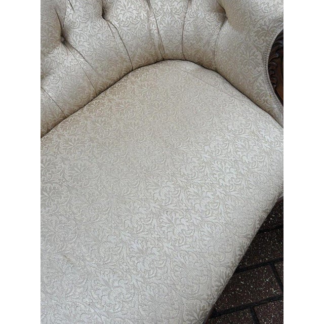 Victorian Sofa with Buttoned Back, Cabriole Legs & Brass Castors For Sale - Image 13 of 18