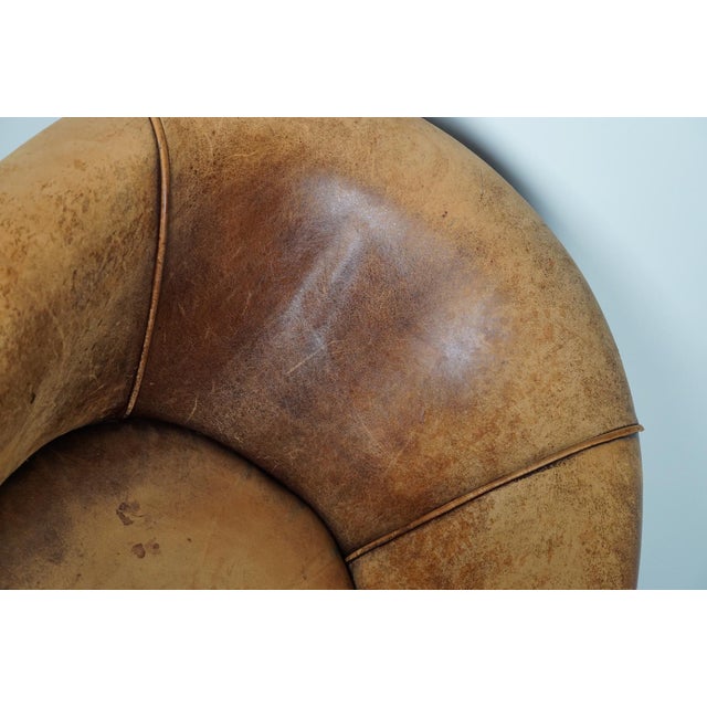Vintage Dutch Cognac Colored Leather Club Chair For Sale - Image 5 of 16