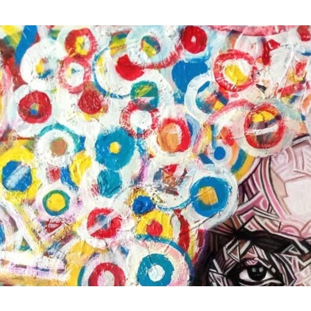 In this painting, a black woman contemplates her reality. There is a thick halo of discordant thoughts - questions -...