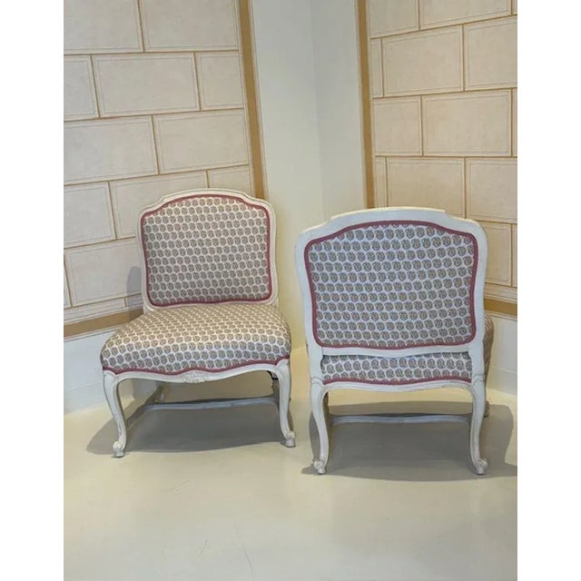 19th Century Louis XV Style Painted Slipper Chairs- a Pair For Sale - Image 9 of 12