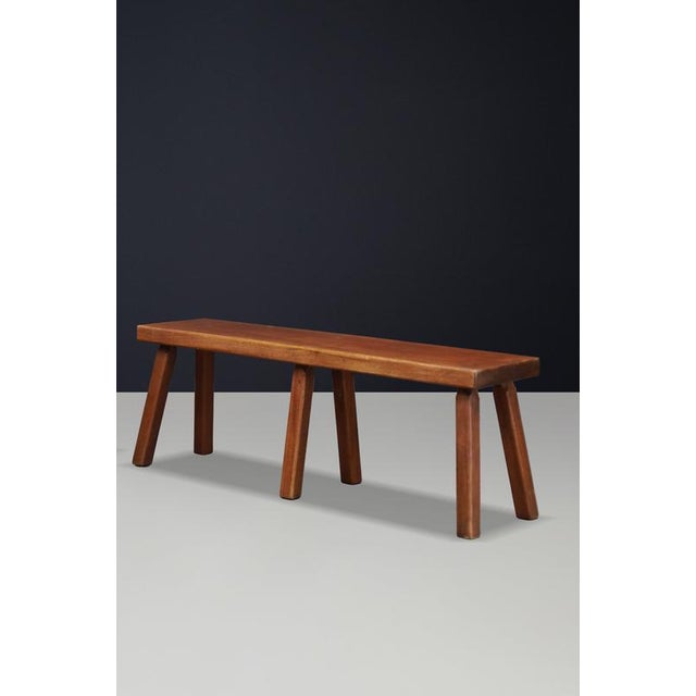 French Primitive Oak Bench with Rich Patina, 1960s For Sale - Image 6 of 15