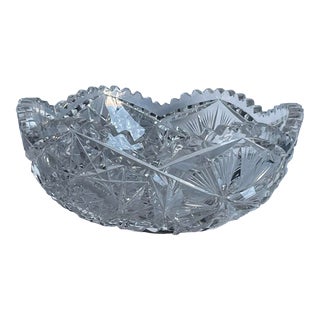 Antique American Brilliant Period Cut Glass Bowl For Sale