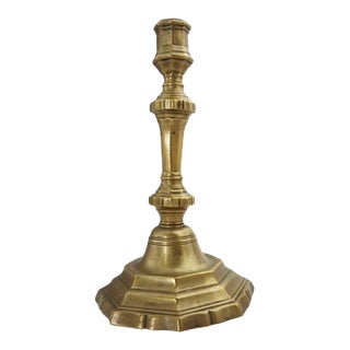 Large French Louis XIV Patinated Brass Candlestick For Sale