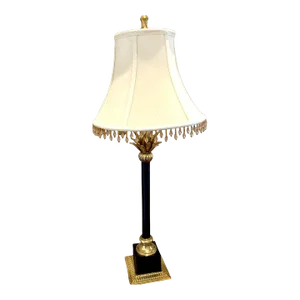 Neoclassic 30" Tall Buffet Lamp With Palm Fronds Feature