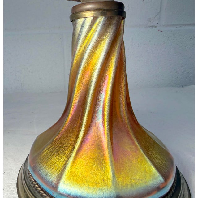 Tiffany Studios Vintage Tiffany Studios Hand Blown Favrille Lustre Glass Electric Table Lamp For Sale - Image 4 of 9