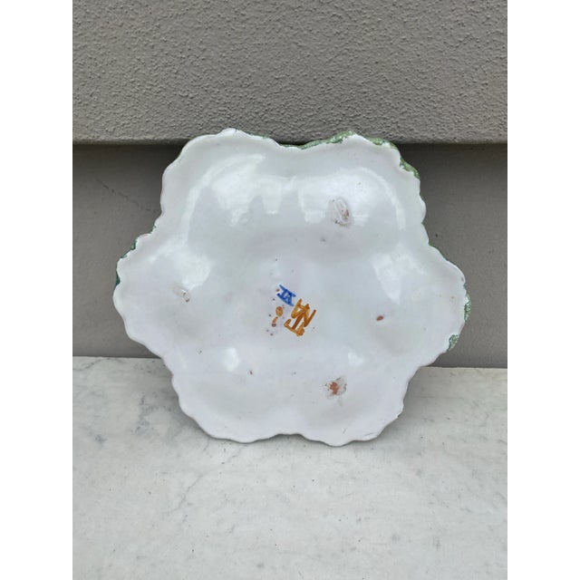 French Faience Oyster Plate With Bird Moustiers Style Circa 1940 For Sale - Image 4 of 7